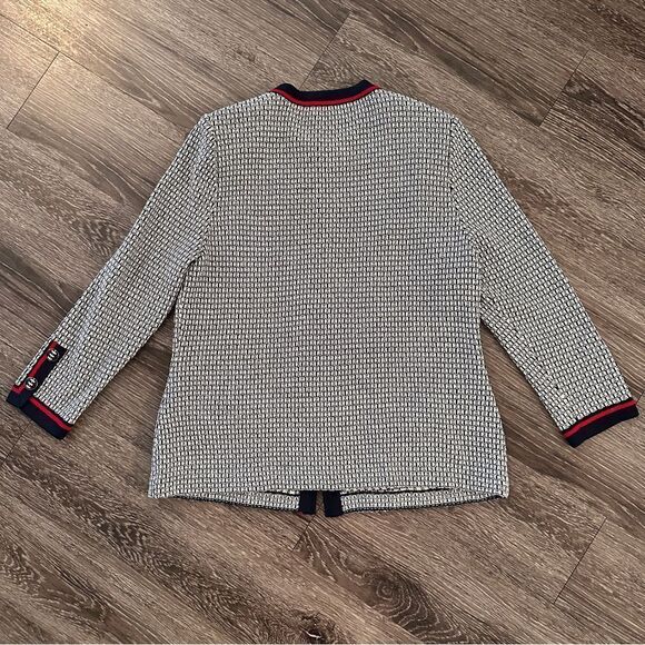 St. John Collection Navy White and Red Zip Up Sweater - Picture 9 of 9